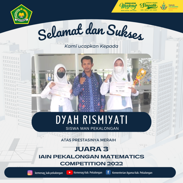 Dyah Rismiyati Raih IAIN Pekalongan Matematics Competition 2022