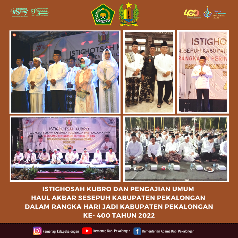 Bersama Ketua PBNU Kepala Kemenag KAB. Pekalongan Hadiri Istighosah Kubro HARI Jadi Pekalongan Ke 400