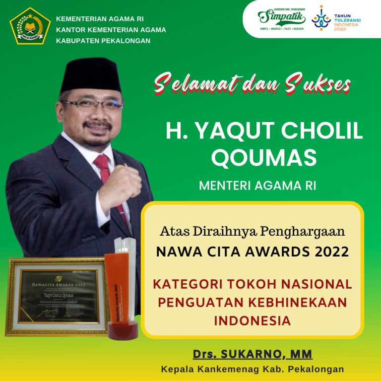 Menag Yaqut Raih Penghargaan Nawacita Awards 2022