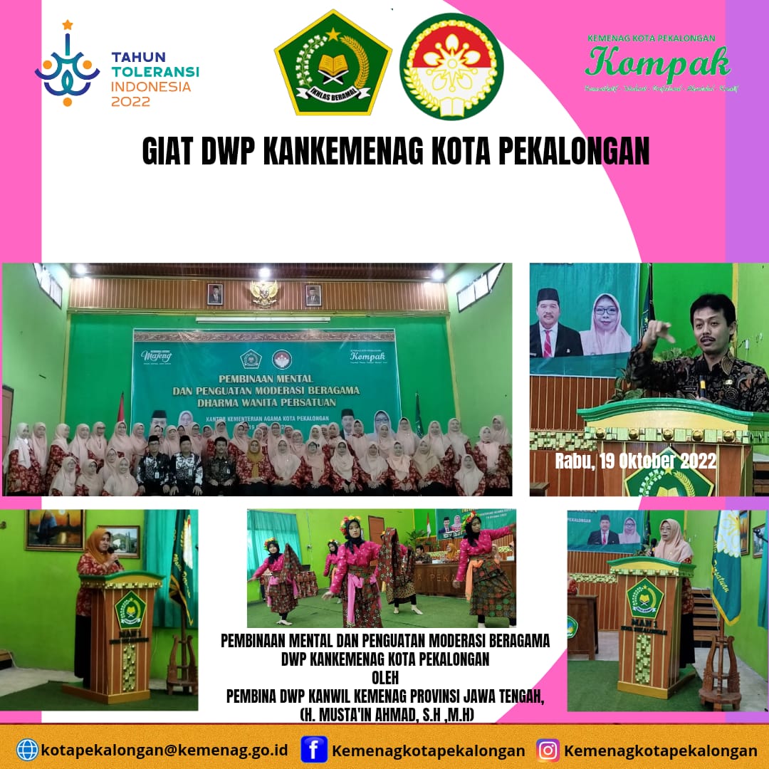 Pembinaan Mental dan Penguatan Moderasi Beragama oleh Pembina DWP Kanwil Kemenag Provinsi Jawa Tengah