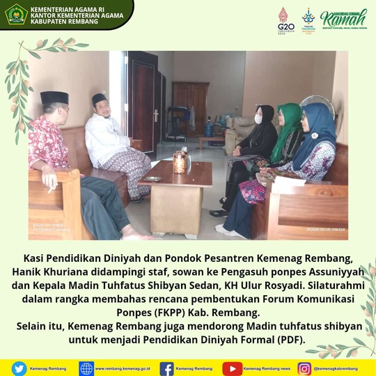 Kemenag Rembang Dorong Pembentuk FKPP dan Program Pendidikan Formal untuk Madin Tuhfatus Shibyan