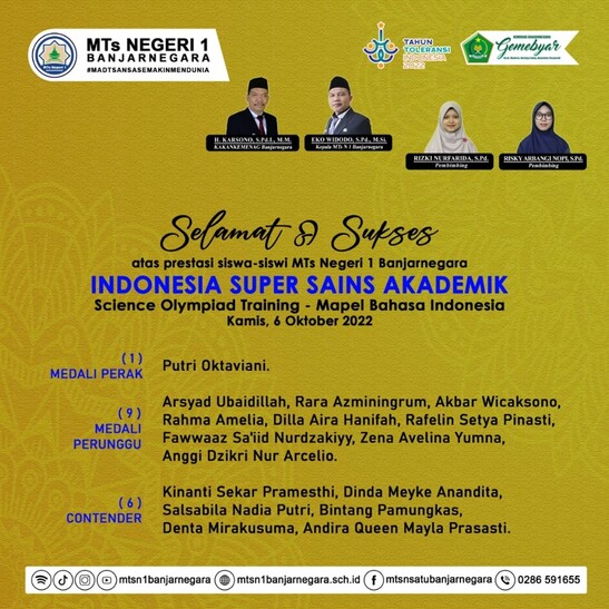 Berjuang di Indonesia Super Sains Akademik, Siswa Madtsansa Persembahkan 16 Medali