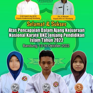 Siswa MTsN 5 Rembang SAbet 3 Piala Karate Nasional