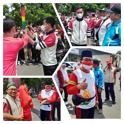Sukseskan Pospenas IX, Direktur PD Pontren Bidang Pendis Kemenag RI Ikuti Kirab Obor