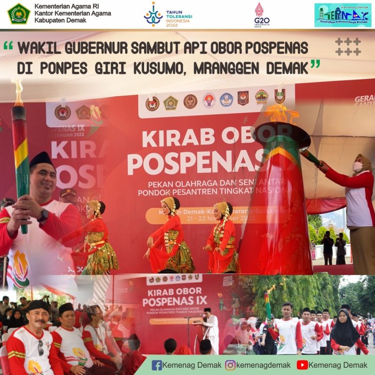 Wakil Gubernur Jawa Tengah Sambut Api Obor Pospenas IX di Ponpes Girikusumo Demak