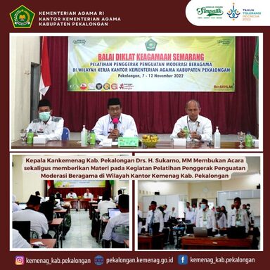 BDK Semarang Selenggarakan Pelatihan Penggerak Moderasi Beragama Di Kantor Kemenag Kab. Pekalongan