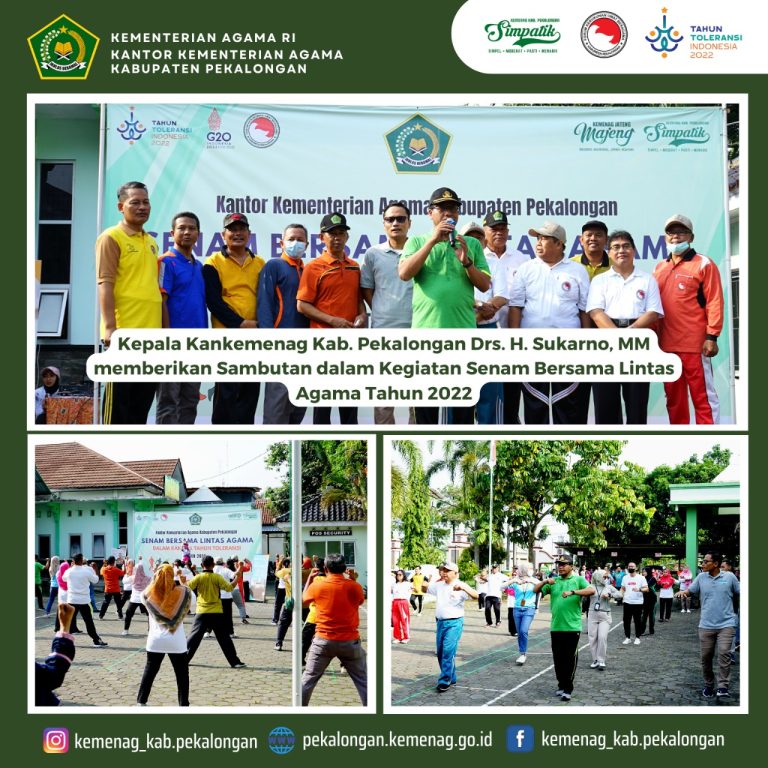 Kemenag Kab Pekalongan Gelar Senam Bersama Lintas Agama