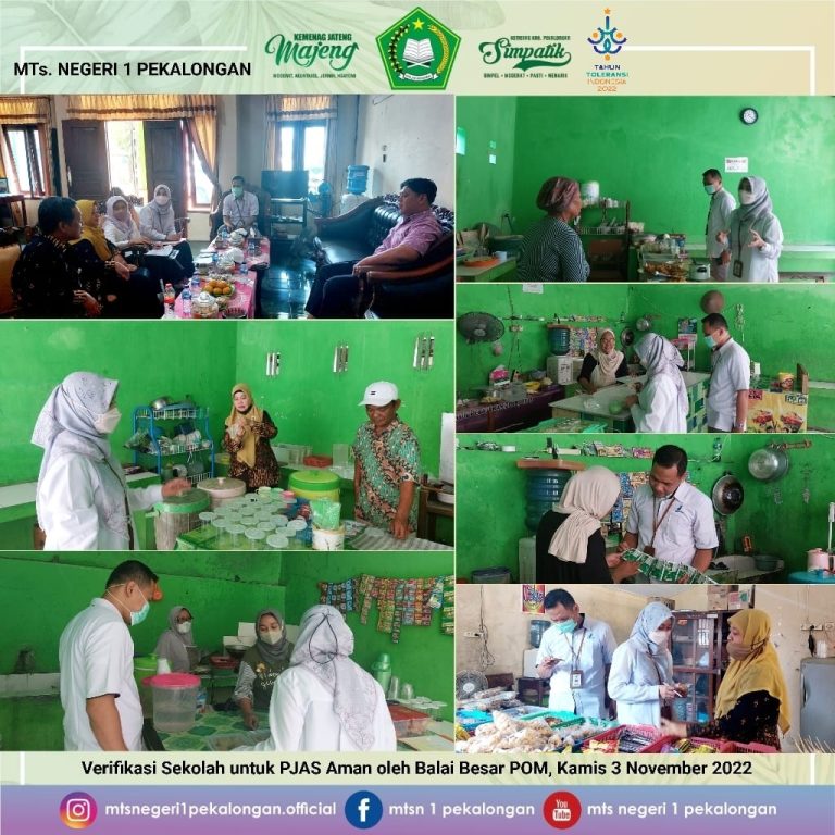 Tim BPOM Provinsi Verifikasi MTs.N 1 Pekalongan dalam Rangka Sertifikasi Sekolah/Madrasah dengan PJAS Aman