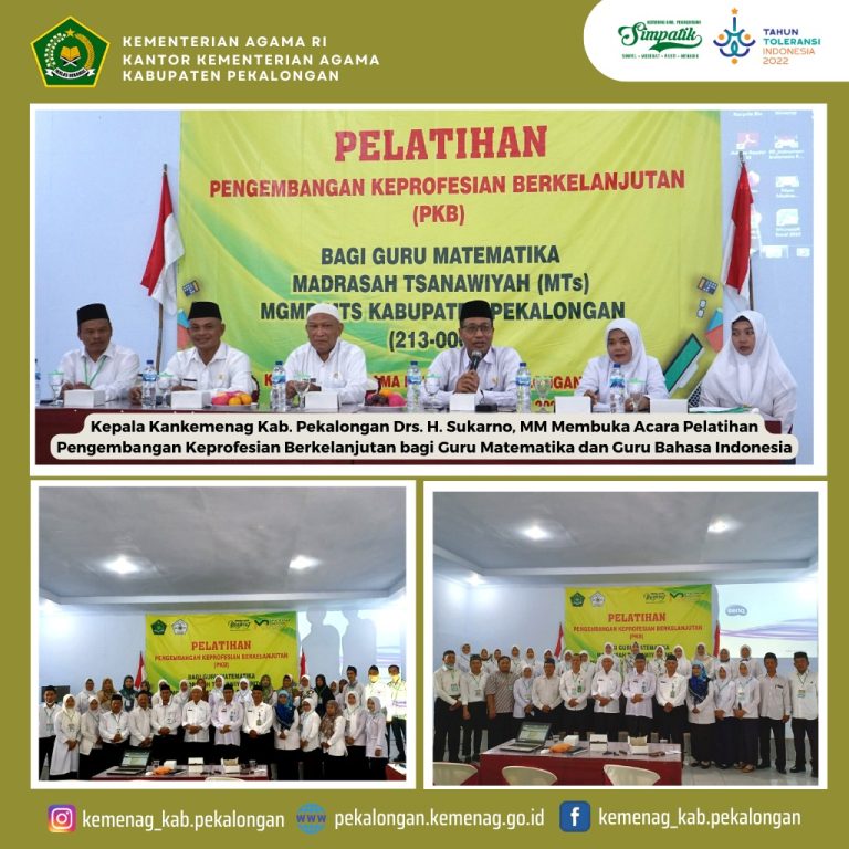 Pokja MGMP MTs Kab. Pekalongan Selenggarakan Pelatihan Pengembangan Keprofesian Berkelanjutan Bagi Guru Matematika dan Bahasa Indonesia