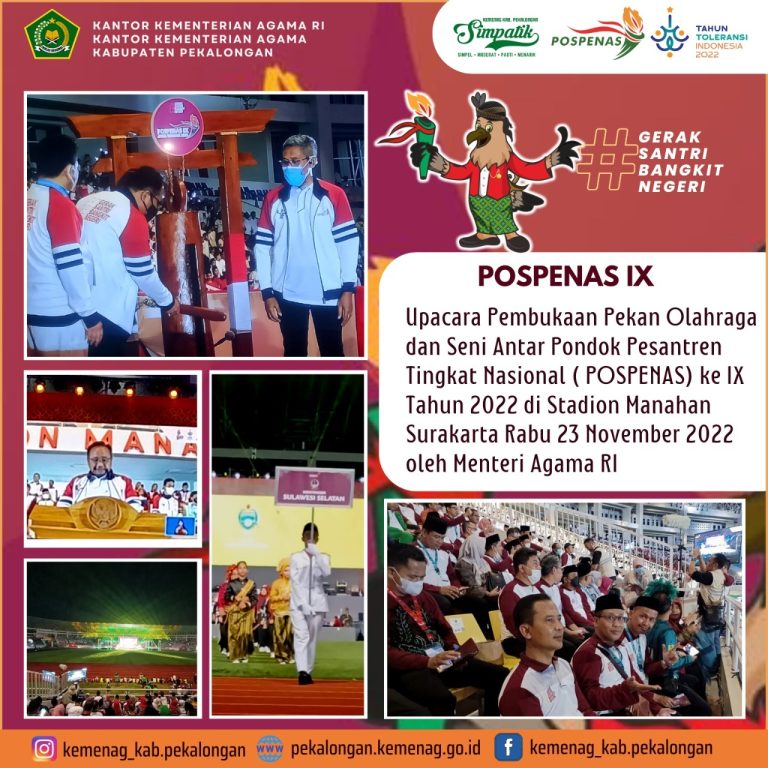 Menteri Agama RI Yaqut Cholil Qoumas Buka Pospenas IX di Stadion Manahan Solo