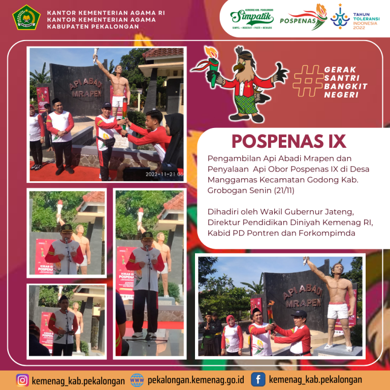 Penyalaan Obor di Mrapen Tandai POSPENAS IX Tahun 2022 Akan di Mulai.