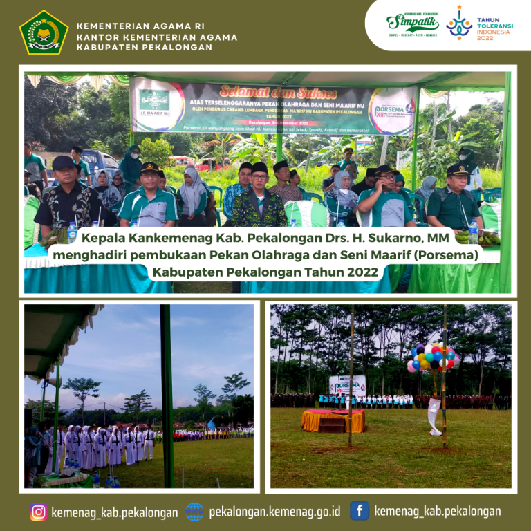 Kepala Kemenag Kab. Pekalongan Bersama Wakil Ketua MPR RI, Hadiri Pembukaan Porsema XII Kabupaten Pekalongan