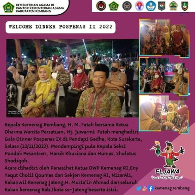 Kakankemenag Hadiri Gala Dinner Pospenas IX di Solo