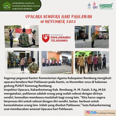 Berikan Amanat Upacara Harwan, Kakankemenag Imbau ASN Kemenag Bisa Beri Manfaat untuk Sesama
