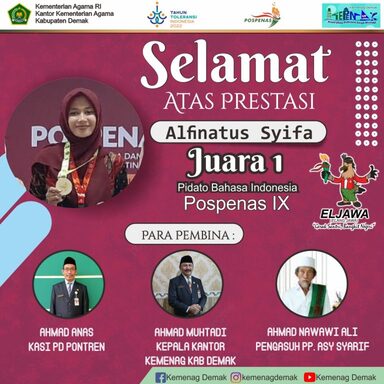 Alfinatus Syifa, Santriwati Asal Demak Juara Nasional Dalam Lomba Pidato