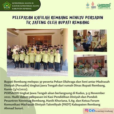 Bupati Berangkatkan 37 Peserta Menuju Porsadin Jateng