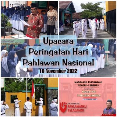 Lanjutkan Semangat Juang Pahlawan, MTs N 4 Brebes Laksanakan Upacara Hari Pahlawan Nasional