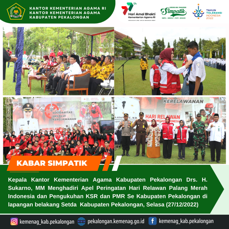 Kepala Kemenag Hadiri Apel dan Pengukuhan Relawan PMI Se- Kabupaten Pekalongan