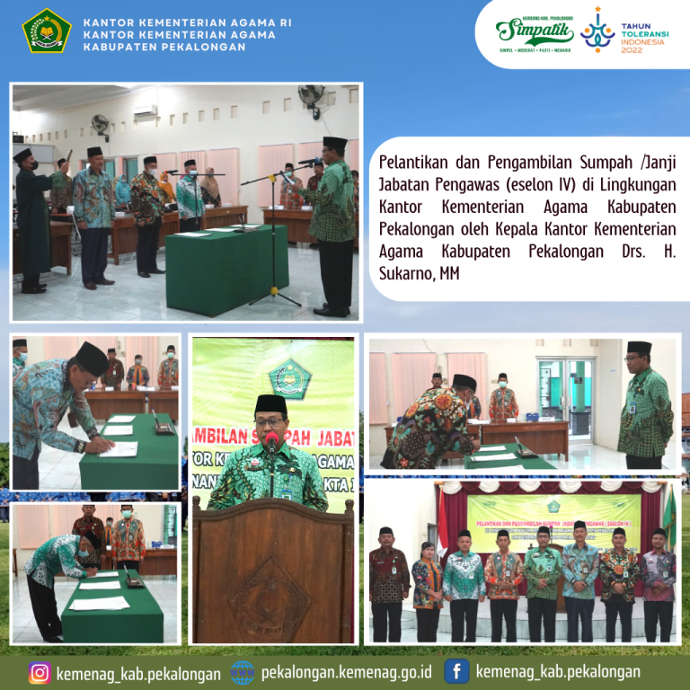 Pelantikan Pejabat Eselon IV Di Lingkungan Kantor Kementerian Agama Kabupaten Pekalongan