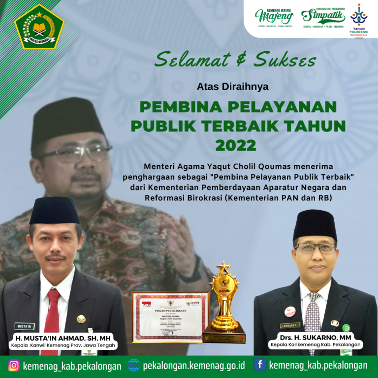 Selamat & Sukses, Menag RI Raih Penghargaan Pembina Pelayanan Publik Terbaik dari MenPANRB