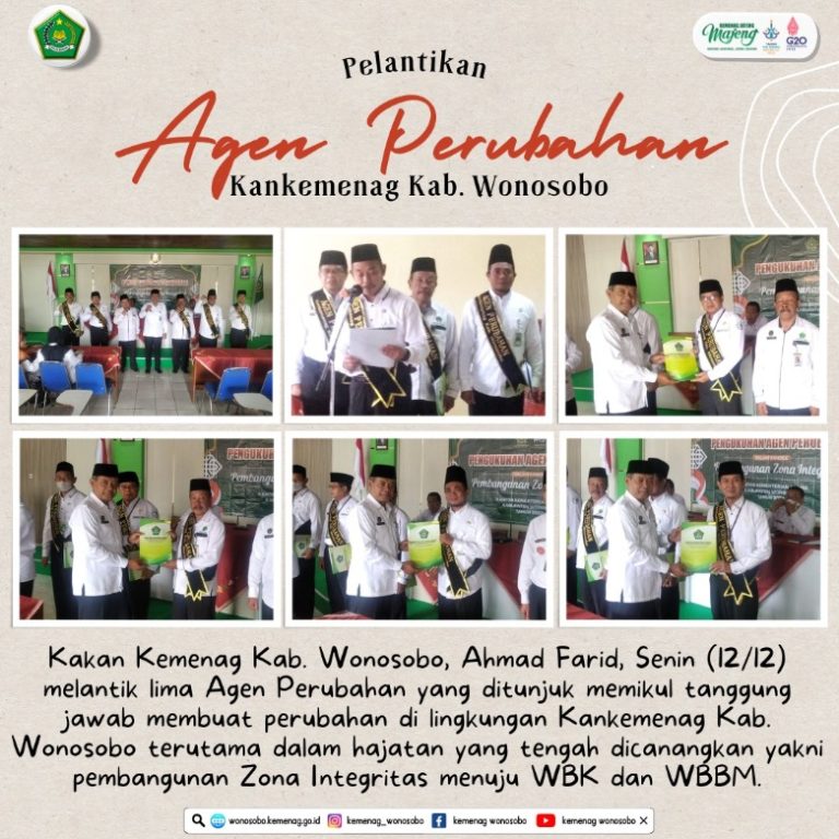 Kemenag Wonosobo Lantik Lima Agen Perubahan