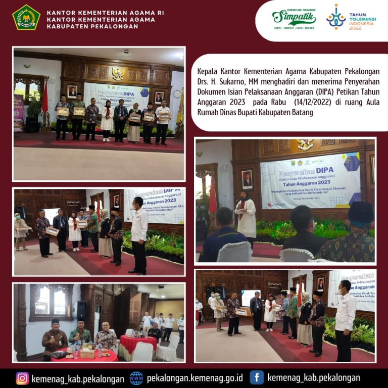 Kepala Kantor Kemenag Kab. Pekalongan Terima DIPA Tahun Anggaran 2023