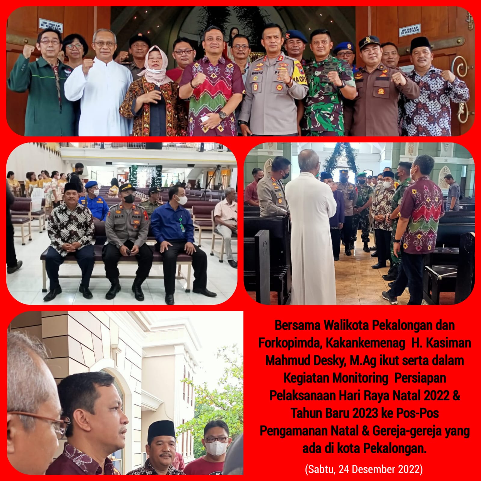 Pastikan Ibadah Natal Berjalan Lancar dan Aman, Walikota Aaf dan Forkopimda Monitoring ke Sejumlah Gereja