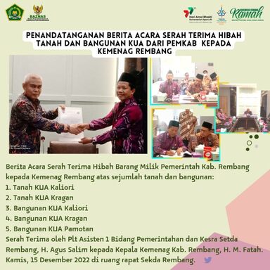 Kemenag Terima Hibah Tanah KUA dari Pemkab Rembang