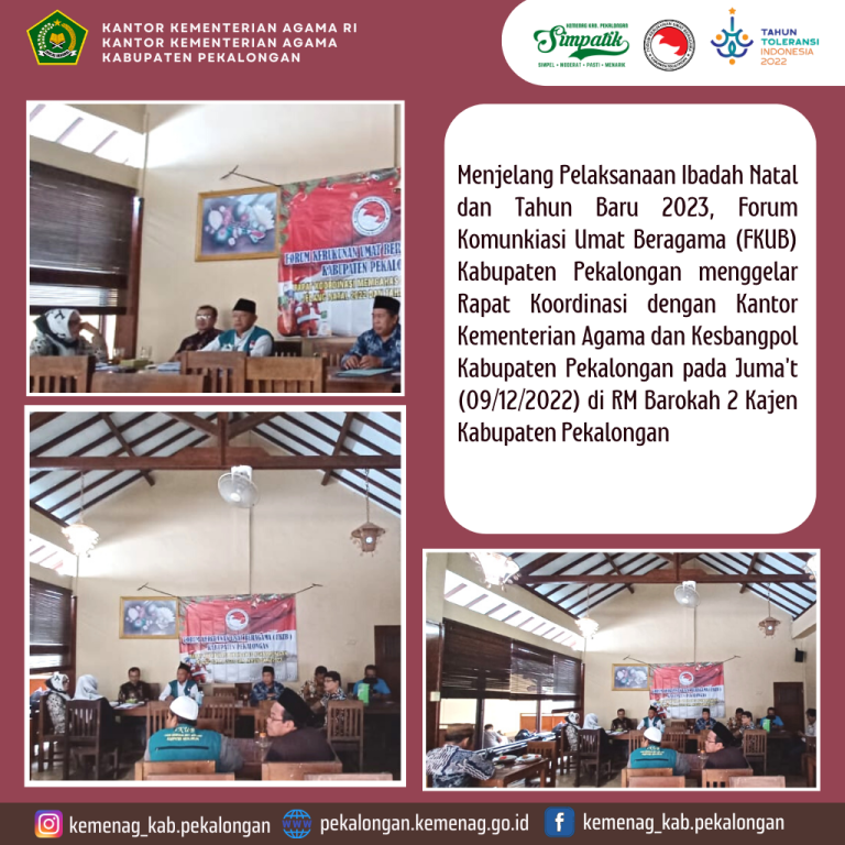 Jelang Natal dan Tahun Baru, FKUB Kabupaten Pekalongan Gelar Rapat Koordinasi