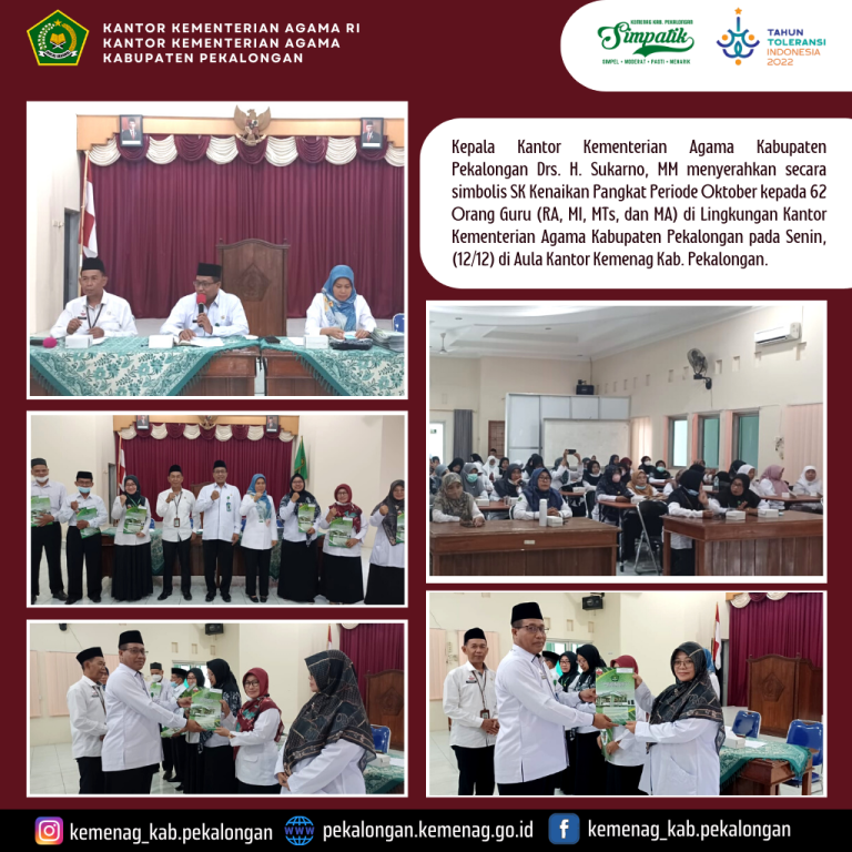 Penyerahan SK Kenaikan Pangkat Di Lingkungan Kemenag Kab. Pekalongan