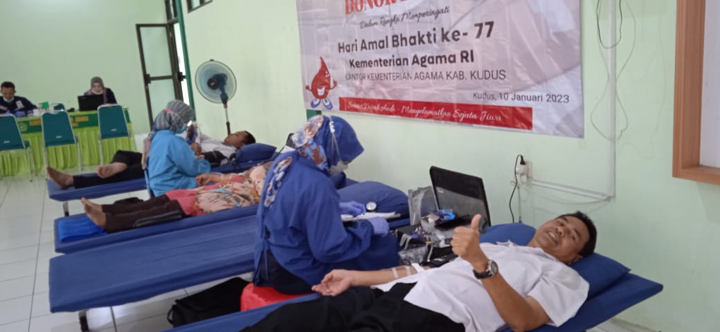 Dalam Rangka  HAB ke 77, Kemenag Kudus Gelar Aksi Donor Darah