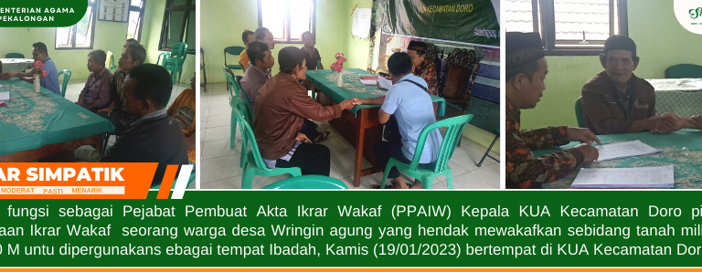 Jalankan Fungsi PPAIW, Kepala KUA Kecamatan Doro Pimpin Ikrar Wakaf