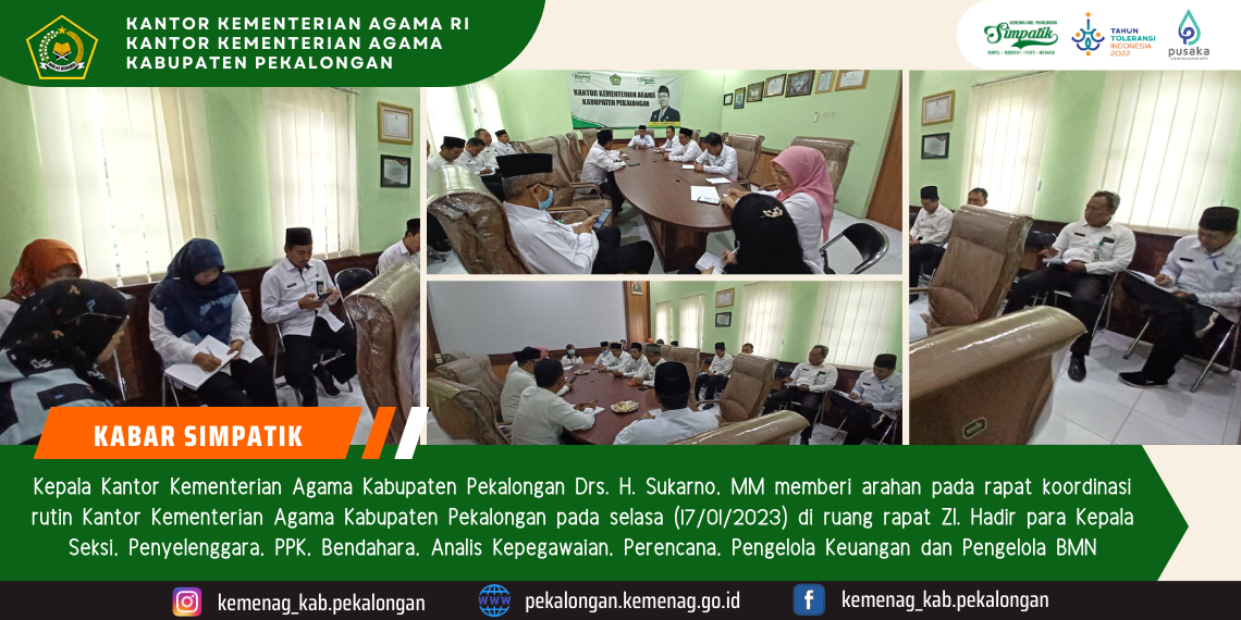 Rapat Koordinasi Rutin Kemenag Kab. Pekalongan