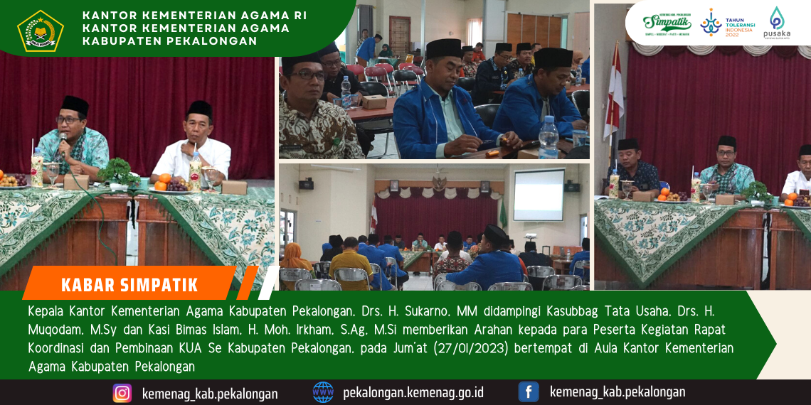 Rapat Koordinasi dan Pembinaan KUA di Lingkungan Kemenag Kab. Pekalongan