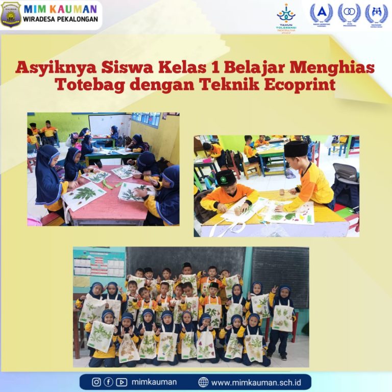 Asyiknya Siswa Kelas 1 Belajar Menghias Totebag dengan Teknik Ecoprint