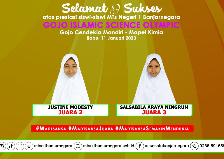 Duet! Justine Modesty dan Salsabila Araya Ningrum Kembali Rebut Juara di Ajang Gojo Islamic Science Olympic