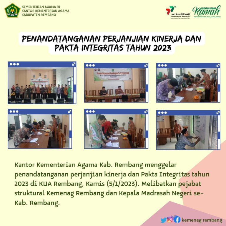 Pejabat Kemenag Tandatangani Perkin dan Pakta Integritas 2023, Ini Pesan Kakankemenag