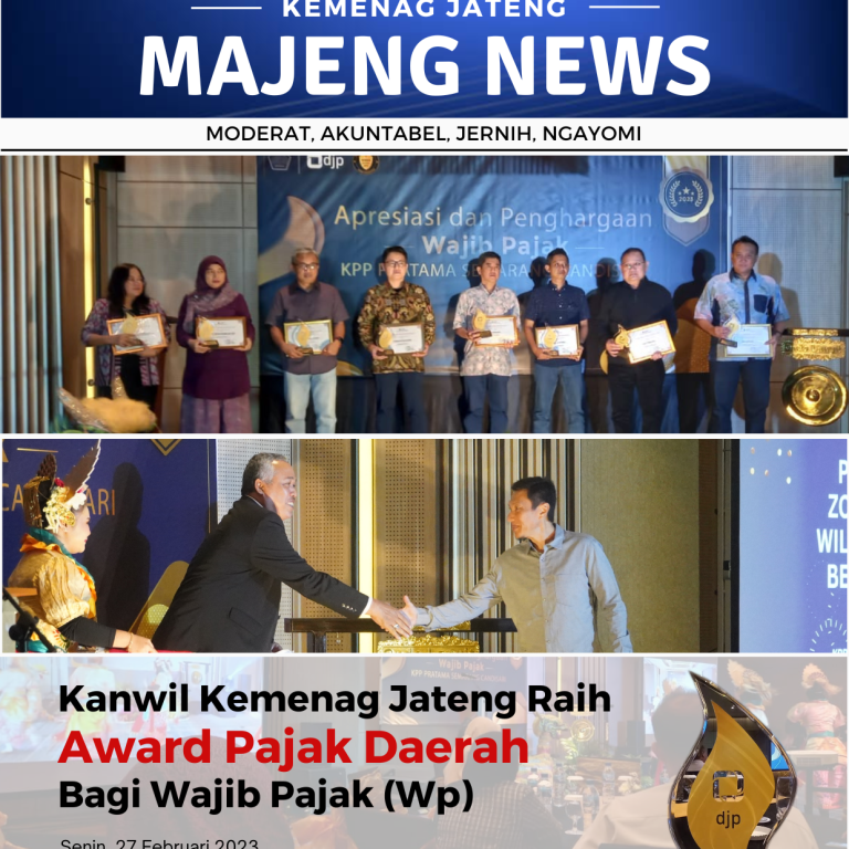 Kanwil Kemenag Jateng Raih Award Pajak Daerah Bagi Wajib Pajak (WP)