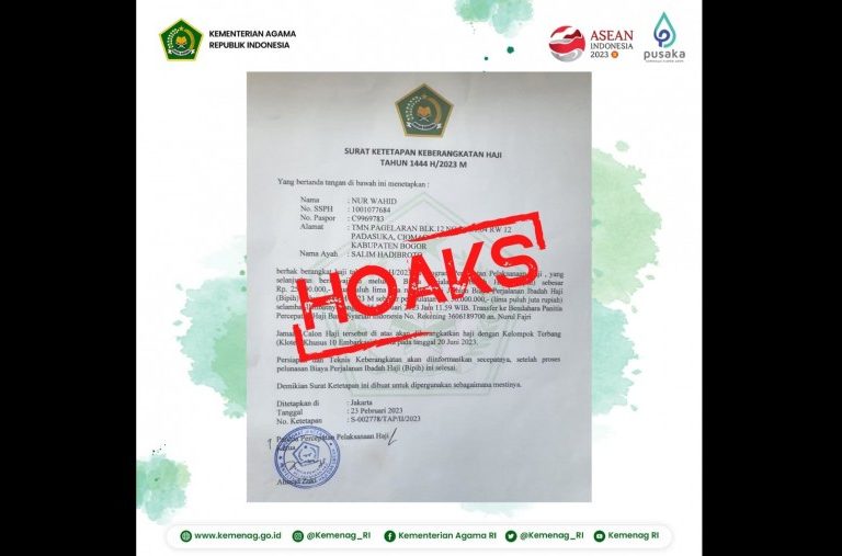 Beredar Surat Percepatan Pelaksanaan Haji, Kemenag: Hoaks!