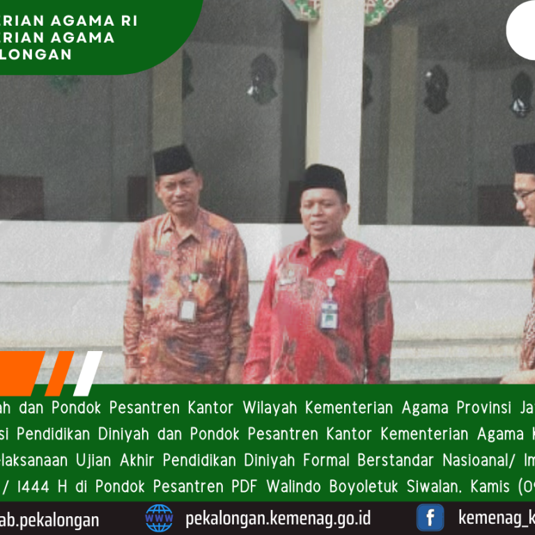 Kabid PD Pontren Pantau Pelaksanaan Ujian Nasional IW PDF Ulya Walindo Boyoletuk  Tahun 2023 M/ 1444 H