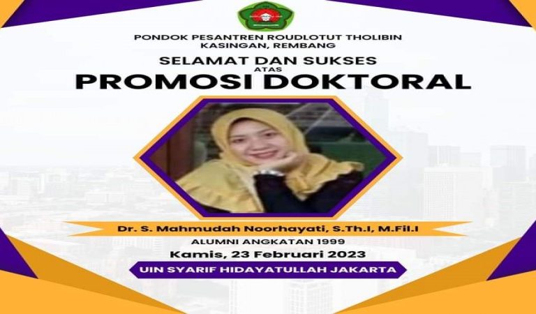Alumni MAN 1 Rembang, S.Mahmudah Noorhayati Ikuti Ujian Promosi Doktoral
