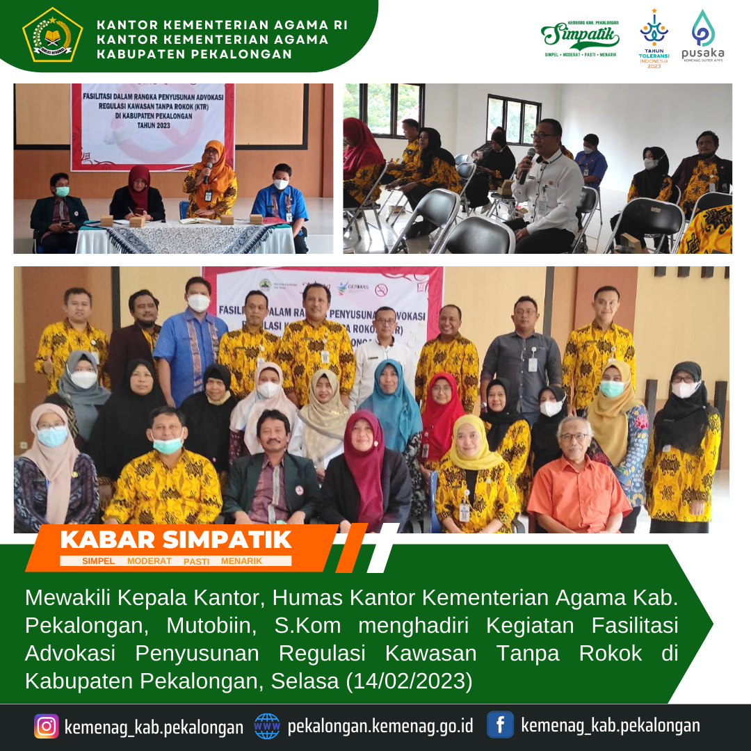 Dukung Pemberlakukan KTR di Kabupaten Pekalongan, Kemenag Sampaikan Pentingnya Sosialisasi dan Pengawasan