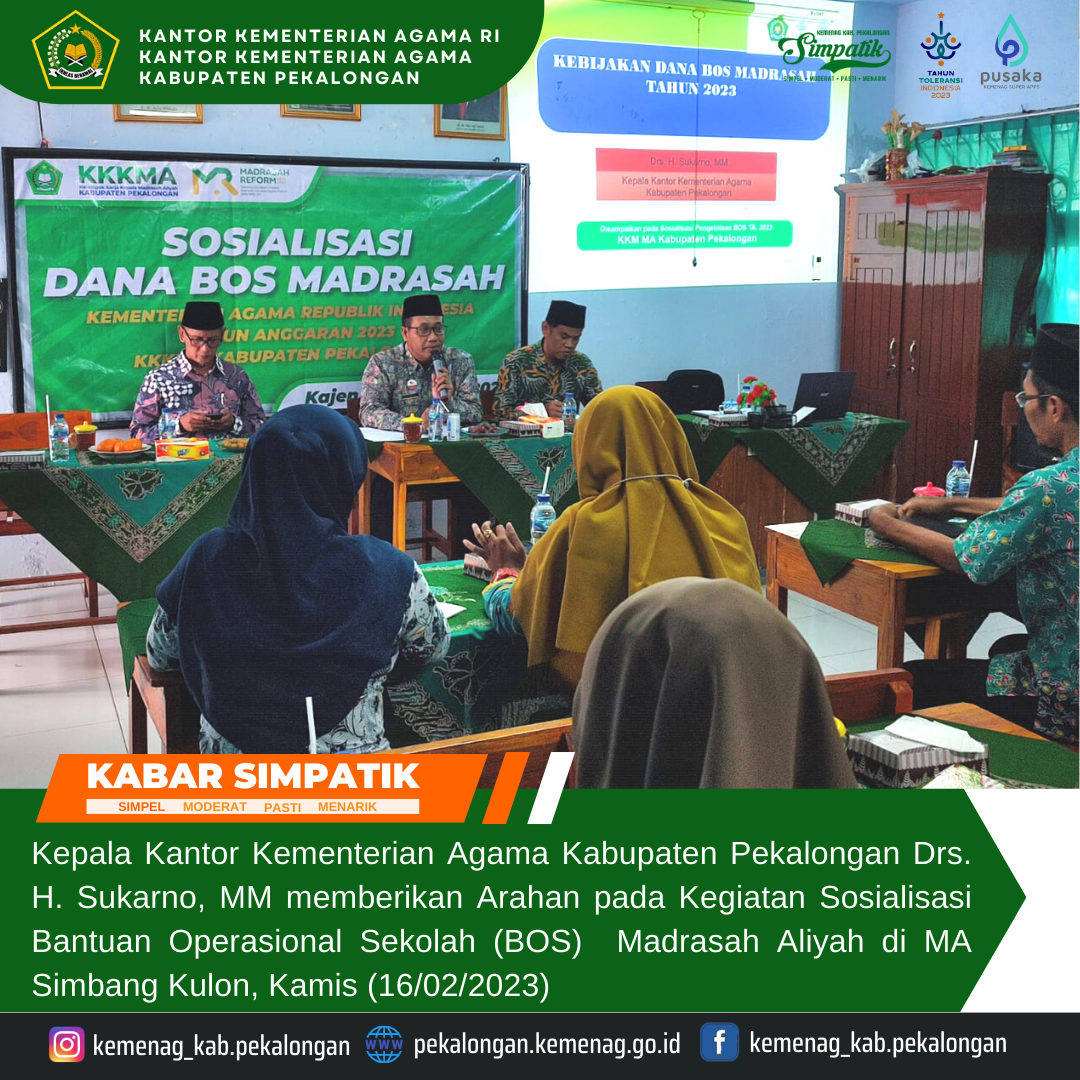 Kepala Kemenag Pekalongan Sosialisasikan Juknis BOS Madrasah