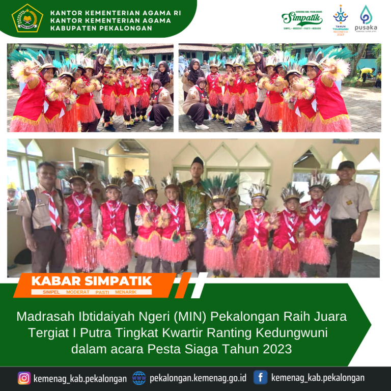 MIN Pekalongan Raih Juara Tergiat I Putra Tingkat Kwartir Ranting Kedungwuni Tahun 2023