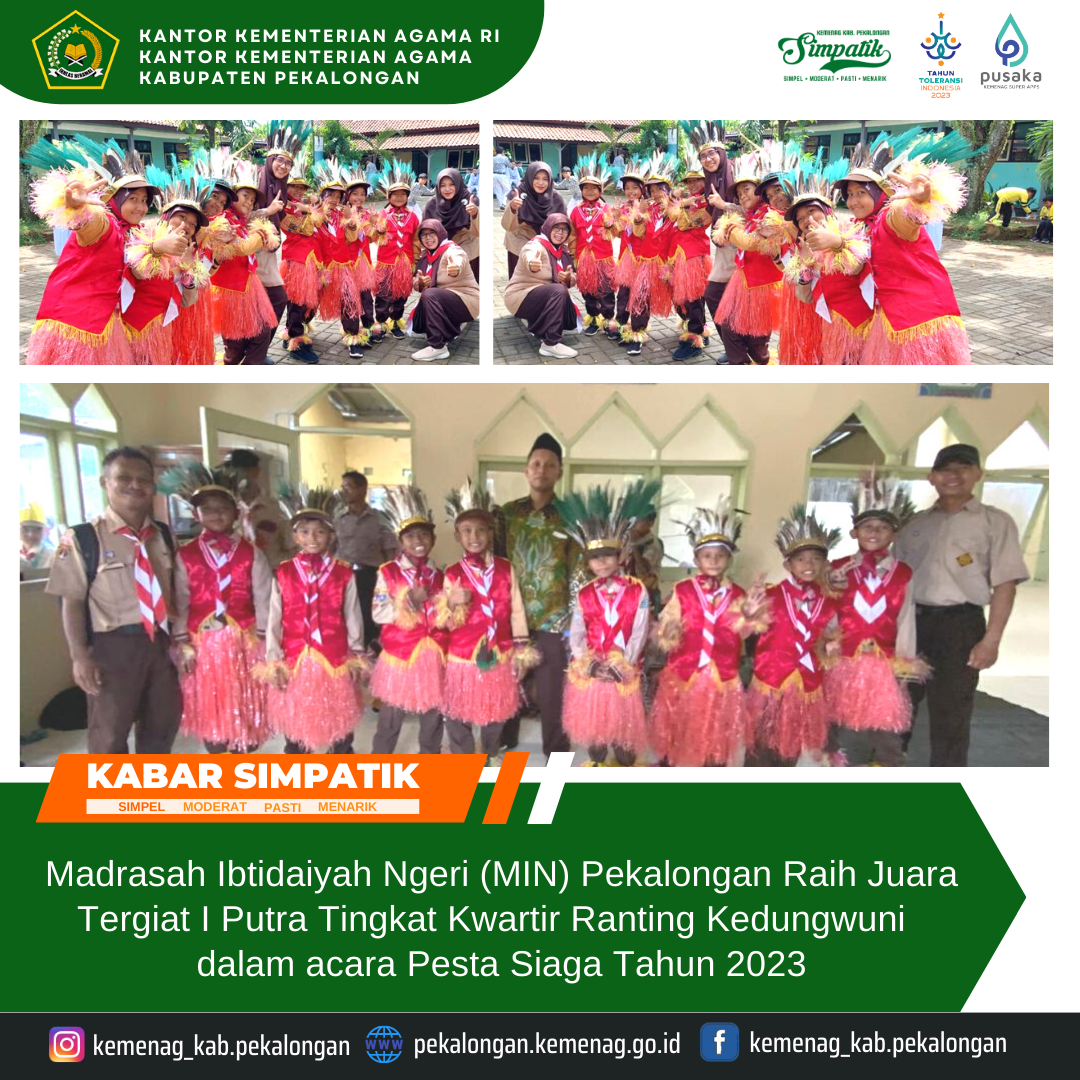 MIN Pekalongan Raih Juara Tergiat I Putra Tingkat Kwartir Ranting Kedungwuni Tahun 2023