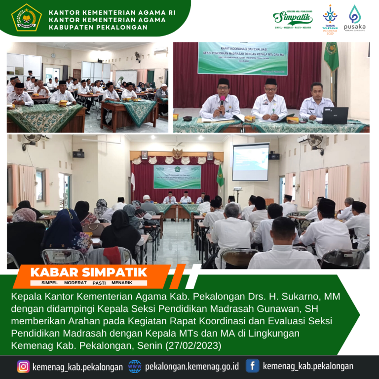 Rapat Koordinasi Seksi Pendidikan Madrasah dan MTs dan MA Se Kabupaten Pekalongan