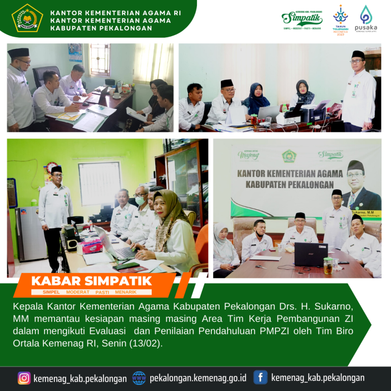 Tim Kerja Pembangunan ZI Kemenag Kab. Pekalongan Ikuti Penilaian Pendahuluan Lanjutan