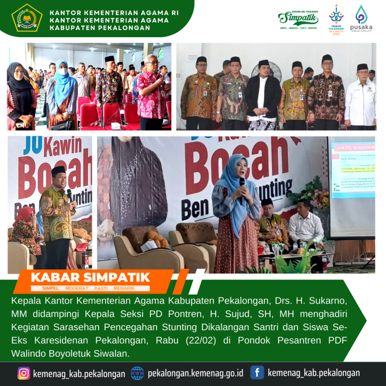 Pemprov Jateng Gelar Sarasehan Pencegahan Stunting di Kalangan Santri dan Siswa Se Eks Karesidenan Pekalongan di Ponpes PDF Walindo