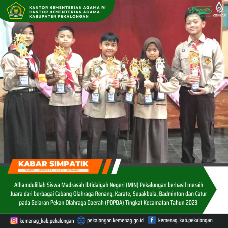 37 siswa dari MIN Pekalongan Ikuti Pekan Olahraga Pelajar Daerah (POPDA) SD/MI Kecamatan Kedungwuni