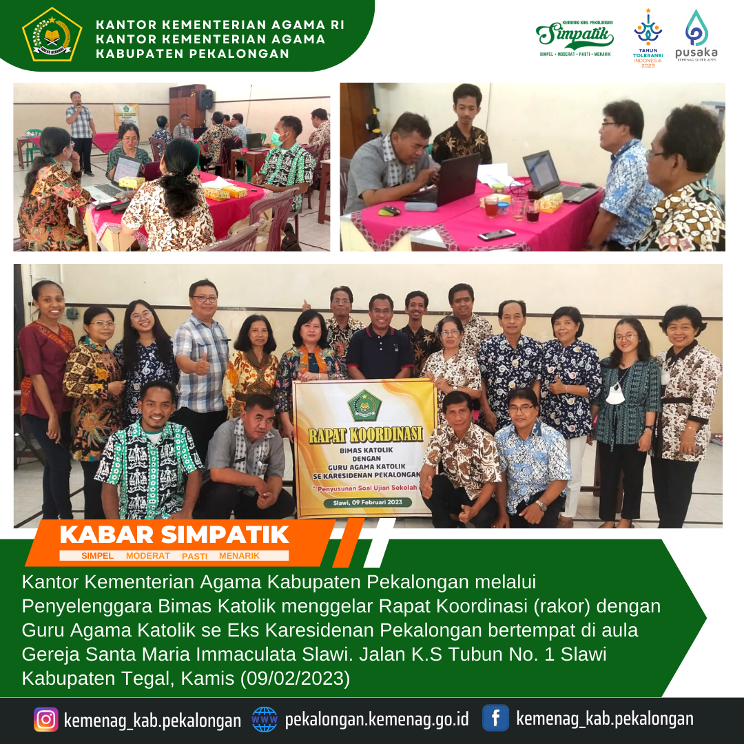 Penyelenggara Katolik Kemenag Pekalongan Gelar Rakor Dengan Guru Agama Katolik Se Eks Karesidenan Pekalongan
